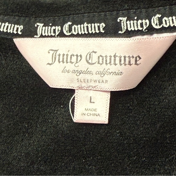 Juicy Couture Women's Sleepwear Long Sleeve Pull-Over Velour Top, Black, Size L - Picture 3 of 6